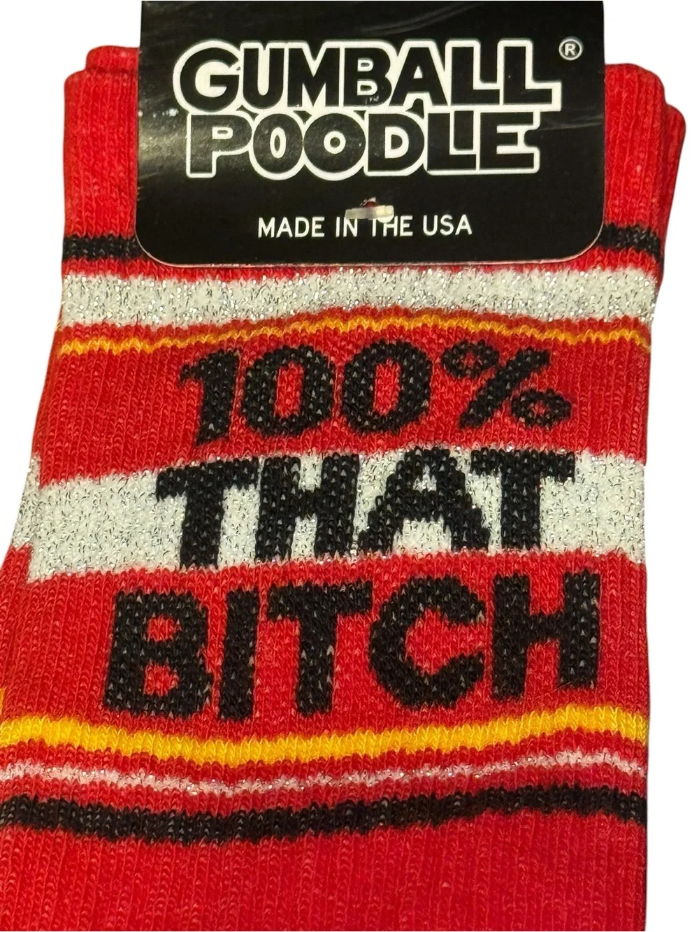 B*tch Socks by Gumball Poodle Unisex Ribbed Gym Crew Socks Novelty Socks Gift